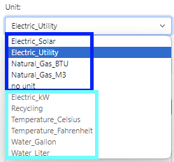 Admin meter unit choices separated by compatible and incompatible